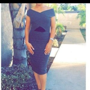 Black and silver midi dress